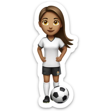 girl-with-brown-straight-hair-Play Soccer White shirt sticker