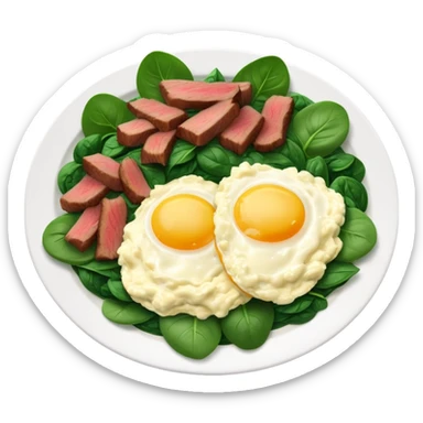 Scrambled eggs with spinach and beef  sticker