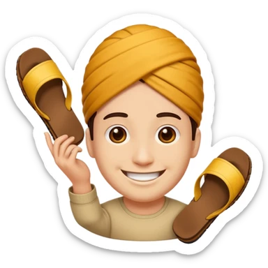 Smile, emoji, holding a chappal sticker