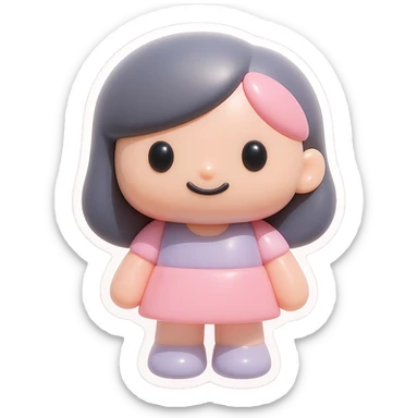 Convert to sticker style with a white border, keep the BLACKPINK-inspired vinyl figure look. sticker