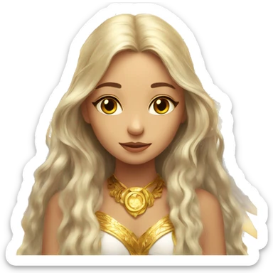 big wings, sun, gold, Beautiful, fairy, long hair sticker