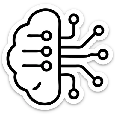 Circuit brain representing artificial intelligence, minimal design sticker