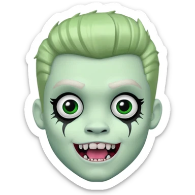 Pale white skin, Frankie stein monster high doll boy with 5-o-clock shadow , pale white-green skin, face stiches , tongue out sticker