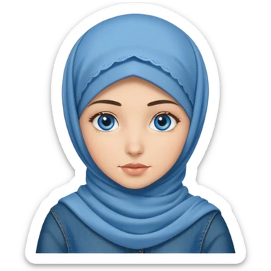 Turkish beautiful finish Konya girl blue eyes with denim hijab dress and ramadan background  sticker