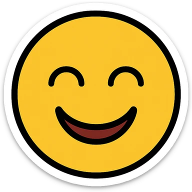 smiling face with closed eyes, cheerful and modern, color icon style sticker