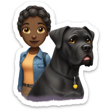 Black girl and cane corso sticker