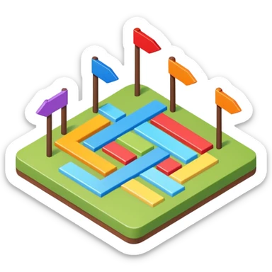 an isometric field with multi-colored tiles and directional arrows sticker