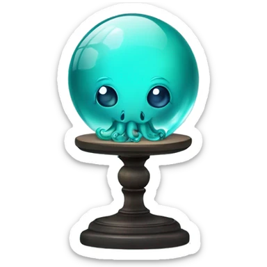crystal ball with turquoise cute little octopus clinician sticker