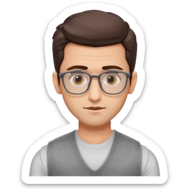 generate a pretty bratz emoji 
Make her look like hrithik roshan wearing white tee with a grey v neck sleeveless weater vest over it. wearing rectangle spectacles

he should look exactly  like hrithik roshan. looking autistic sticker
