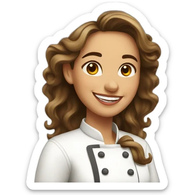 happy spanish woman chef long wavy hair sticker