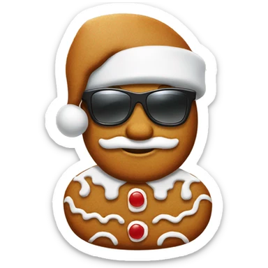 gingerbread santa with sunglass sticker