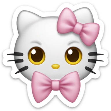 hello kitty face with baby pink bow sticker