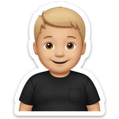happy little fat young boy in black t shirt  sticker