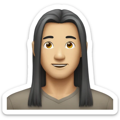 an asian man with mi long hair sticker