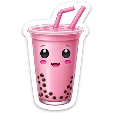 Pink boba drink sticker
