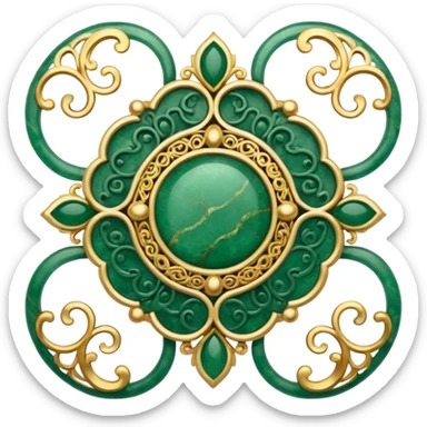 Jade and gold filigree sticker