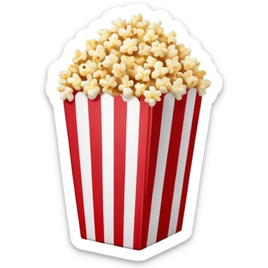 minimalist sweet popcorn emoji style, red and white popcorn box, caramel popcorn sticker