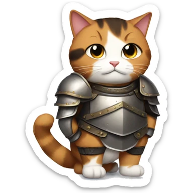 Fat calico cat with armor  sticker