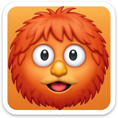 Elmo from Sesame Street as a cute emoji, apple style, simple face, bright red fur, big eyes, orange nose sticker