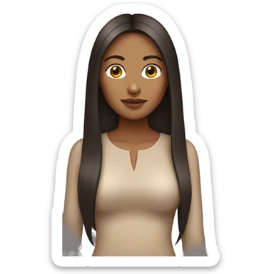 Tan skin woman with long back straight hair middle part sticker