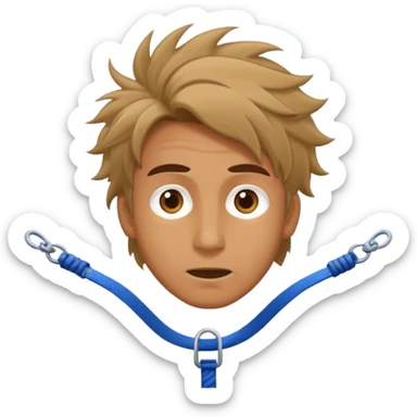 bungee jumping man face only with flying hair sticker