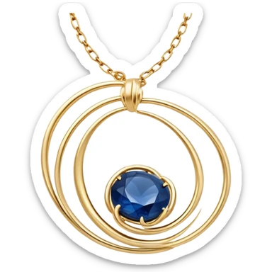 delicate floating gold chain cradling a deep blue stone with swirling white and gray veins, glowing faintly like stars and moonlight, radiating mystery and magic sticker