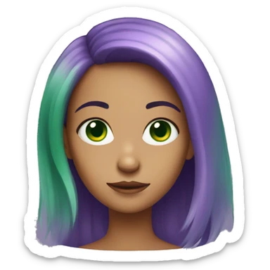 girl with purple hair and green eyes sticker