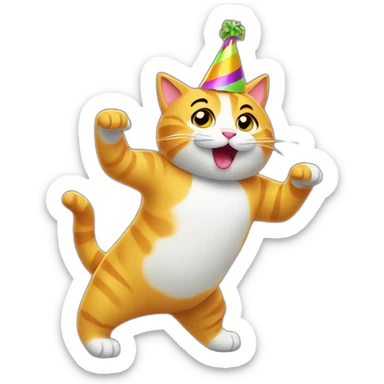 dancing cat with a party hat sticker