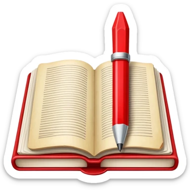 caneta vermelha, livro vermelho sticker