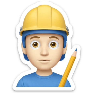 puppet with a yellow tshirt that says jeffy on it with a blue helmet on and a pencil in his nostril sticker