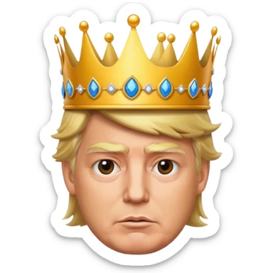 face of donald trump wearing a crown sticker