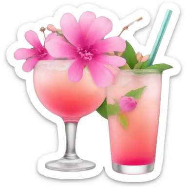 Cocktail with pink flowers sticker