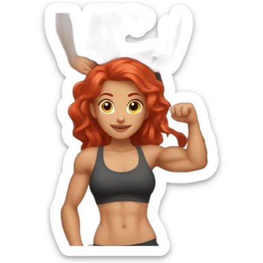 fit girl with abs biceps and red hair red hair sticker