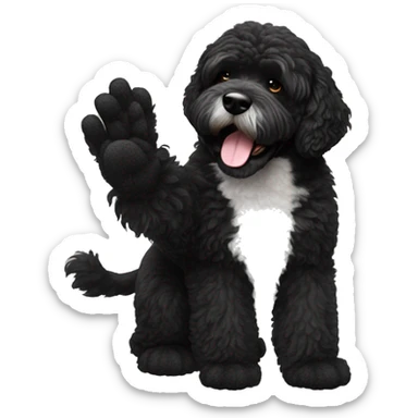 Portuguese water dog high five  sticker