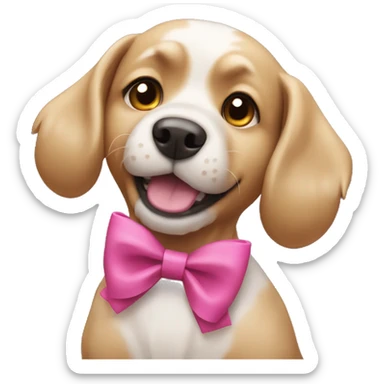 Dog with a pinck bow on him sticker
