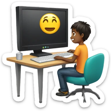 Boy with computer sticker
