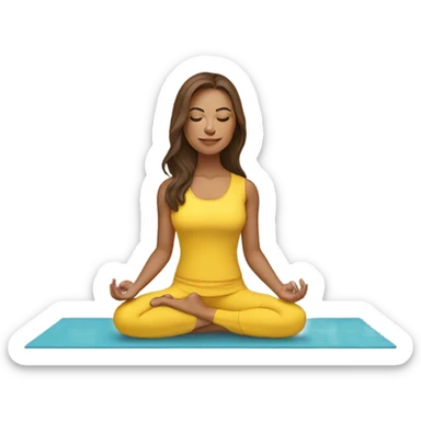 white girl with brown hair doing yoga in yellow clothes sticker