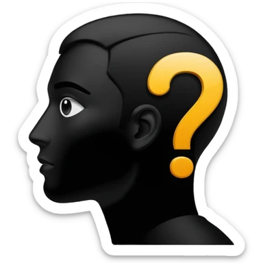 silhouette of a man with a question mark sticker