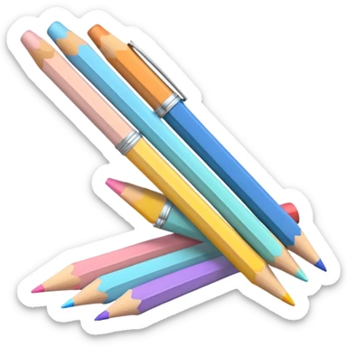 LAPIS , CANETA E REGUA EM TONS PASTEL ESCOLA sticker