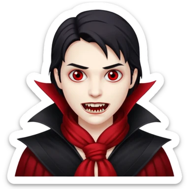Vampire with red scarf and fangs  sticker