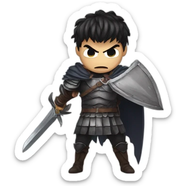 angry berserk guts carrying a huge sword on his shoulder sticker