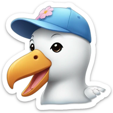 Cute albatross with a baseball cap that has a flower design  sticker