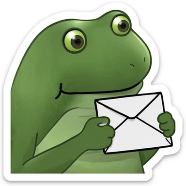 Pepe the frog holding a stylized, bold letter 'C' logo made of four concentric green arcs on a black background. The arcs are evenly spaced, forming a modern, dynamic 'C' with the open part facing right. The logo looks fresh and contemporary, with a sense of depth and movement. sticker