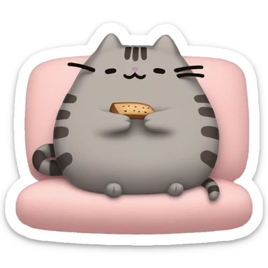 Pusheen staying cozy during a Netflix binge sticker