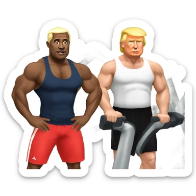 Trump and Putin at the gym sticker