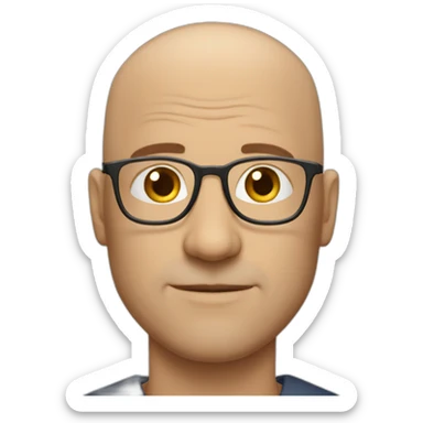 Bald white middle age man with glasses sticker