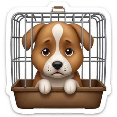 dog in dog cage sticker