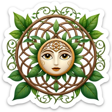 Boho style Flower of life s by vines that have mystical eyes in the leaves sticker