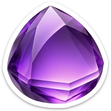 Cinematic Realistic Amethyst Emoji, Rich and soothing, with smooth, polished purple facets catching the light and casting soft, calming reflections. The deep violet hue seems to glow with an ethereal light, radiating peaceful energy and elegance. Soft glowing outline, capturing the essence of tranquility and mystery in a stunning amethyst. sticker