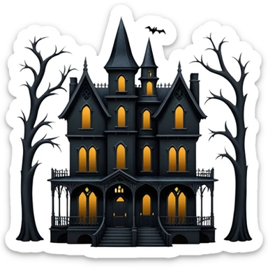 Adams family morbid 6 story tall haunted dream house with complete wrap-around porch  sticker
